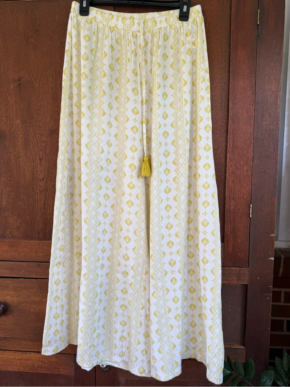 Boho Wide Leg Pant in Yellow and White